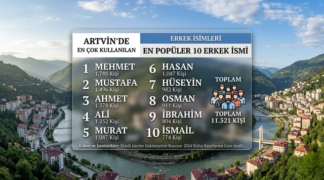 Artvin'de en çok kullanılan erkek isimleri
