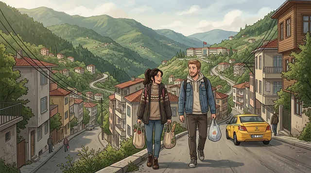 Artvin şehir merkezi ve Çoruh Üniversitesi çevresi
